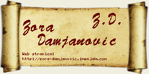 Zora Damjanović vizit kartica